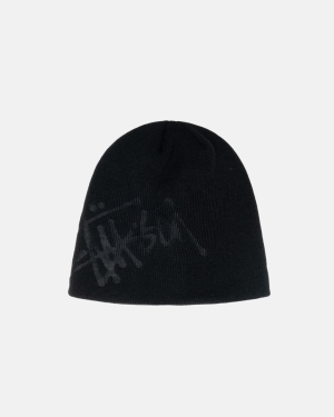 Caps Stussy Debossed Basic Logo Skullcap μαυρα | 230-IXJKAU