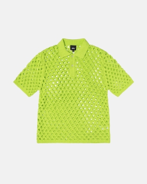 Πουλόβερ Stussy Big Mesh Polo ανοιχτο πρασινο | 236-ADQRXW