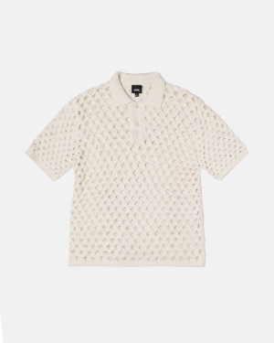 Πουλόβερ Stussy Big Mesh Polo ασπρα | 892-LADBUV