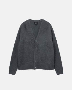 Πουλόβερ Stussy Brushed Cardigan γκρι | 687-OARGWF