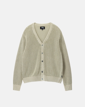 Πουλόβερ Stussy Loose Gauge Cardigan Μπεζ | 873-NZUWBC