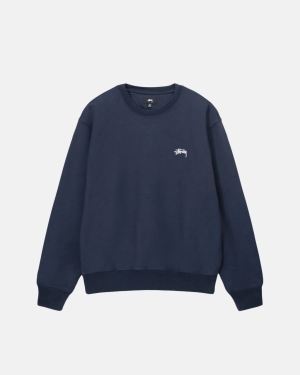 σορτσ Stussy Overdyed Stock Logo Crew σκουρο μπλε | 047-WMDAPU