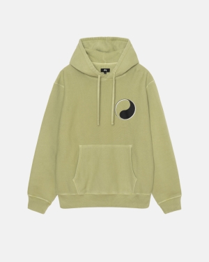 φουτερ με κουκουλα Stussy Our Legacy Drop Shadow Pigment Dyed Tarragon | 768-TUVCME