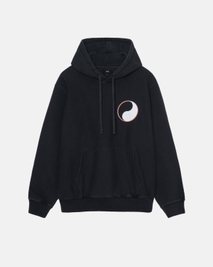 φουτερ με κουκουλα Stussy Our Legacy Drop Shadow Pigment Dyed μαυρα | 986-GOPLIJ